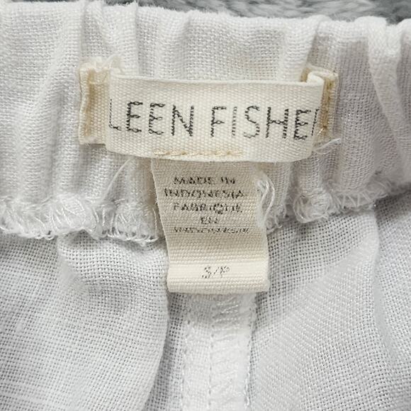 Eileen Fisher Pants Womens S White Organic Linen Wide Leg Cropped Pull On Casual - Picture 3 of 10